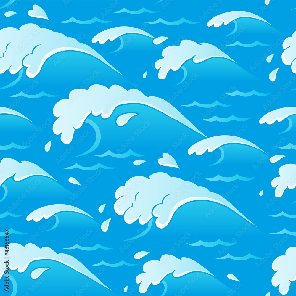 Naklejka premium Waves theme seamless background 1