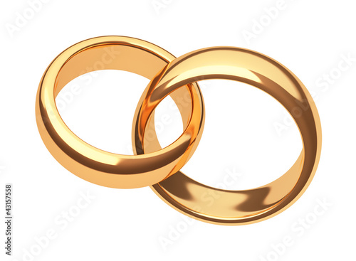 gold rings on a white background