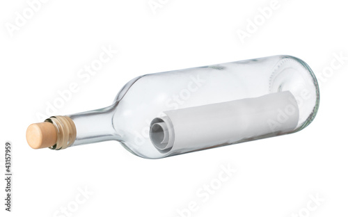 letter or message in a bottle on a white background