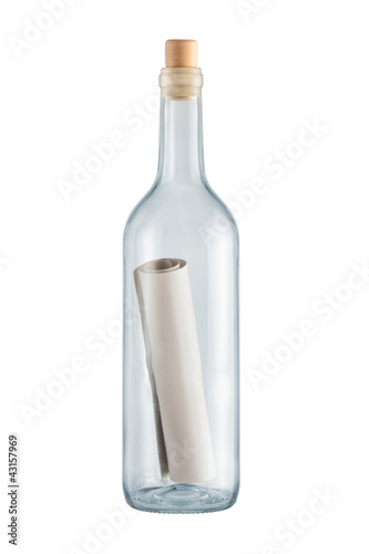 letter or message in a bottle on a white background