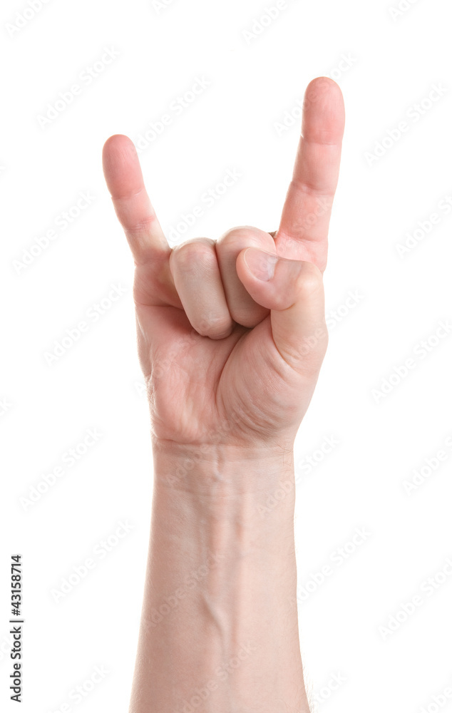 Heavy metal. Gesture of the hand on white background Heavy metal. Gesture of the hand on white background