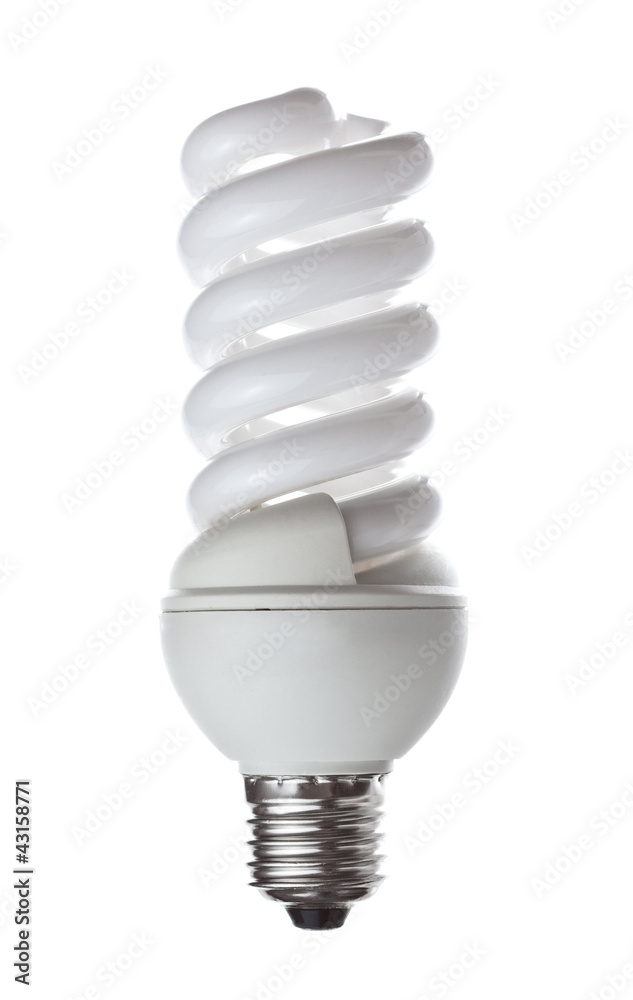 Fluorescent bulb on white background