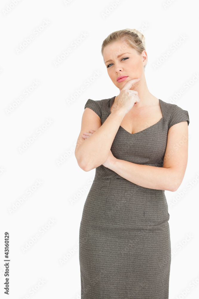 Woman thinking at something Woman thinking at something