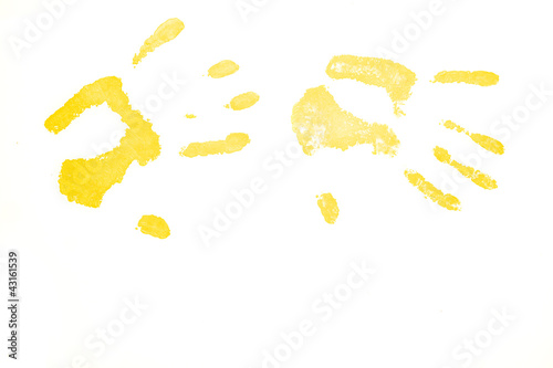 Two yellow handprints