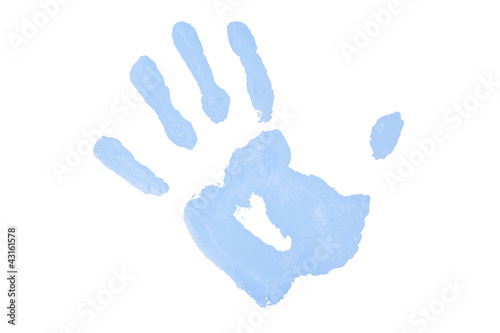 One blue handprint
