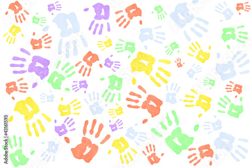 Photos Lots of multi colored handprints