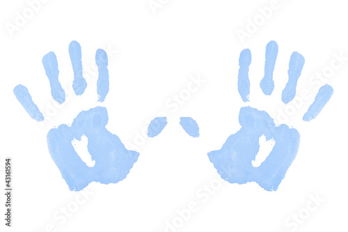 Two blue symmetric handprints