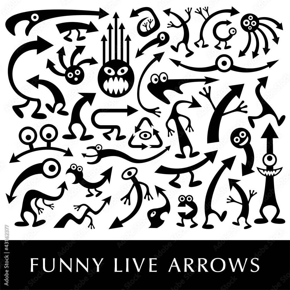 Vector set of funny live arrows.