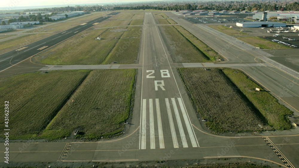 Aerial view of a plane landing Aerial view of a plane landing