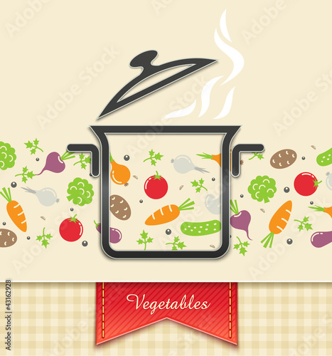 pan with vegetable, food background vector illustration EPS10.