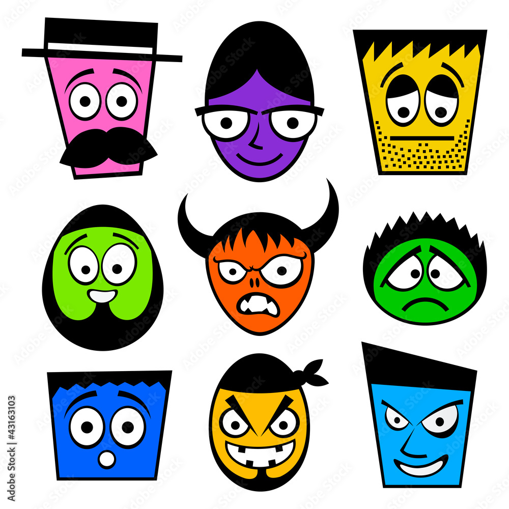 Set of funny colorful characters. Set of funny colorful characters.