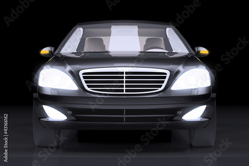 Front side view on black prestige car © _virtual_