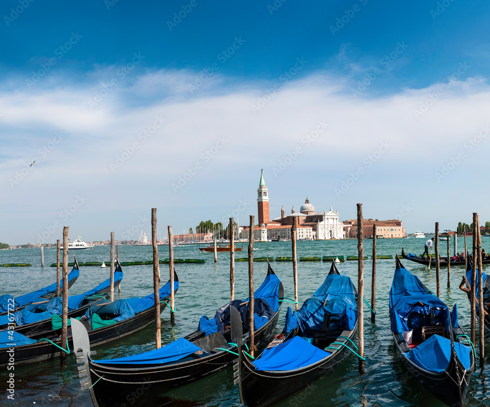 some gondolas in Venice