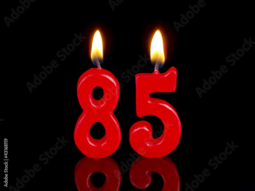 Birthday-anniversary candles showing Nr. 85