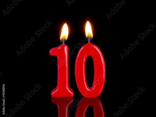 Birthday-anniversary candles showing Nr. 10