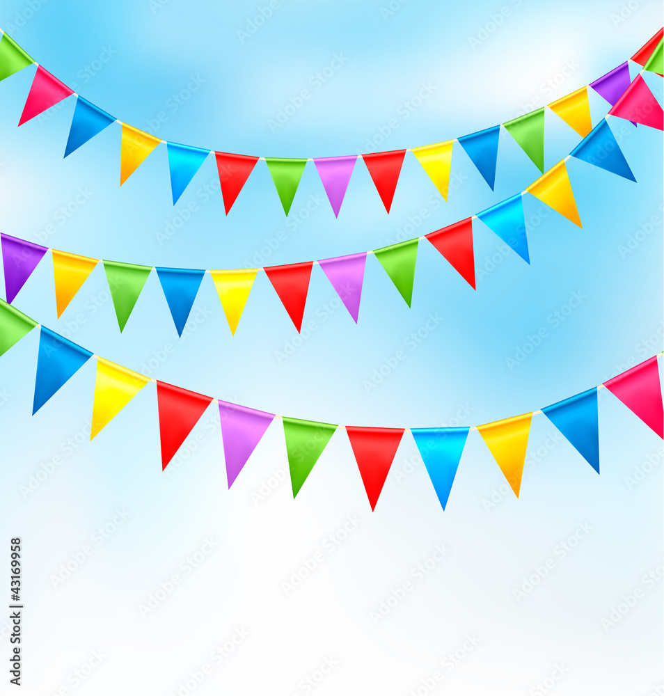 Holiday background with birthday colorful flags Holiday background with birthday colorful flags
