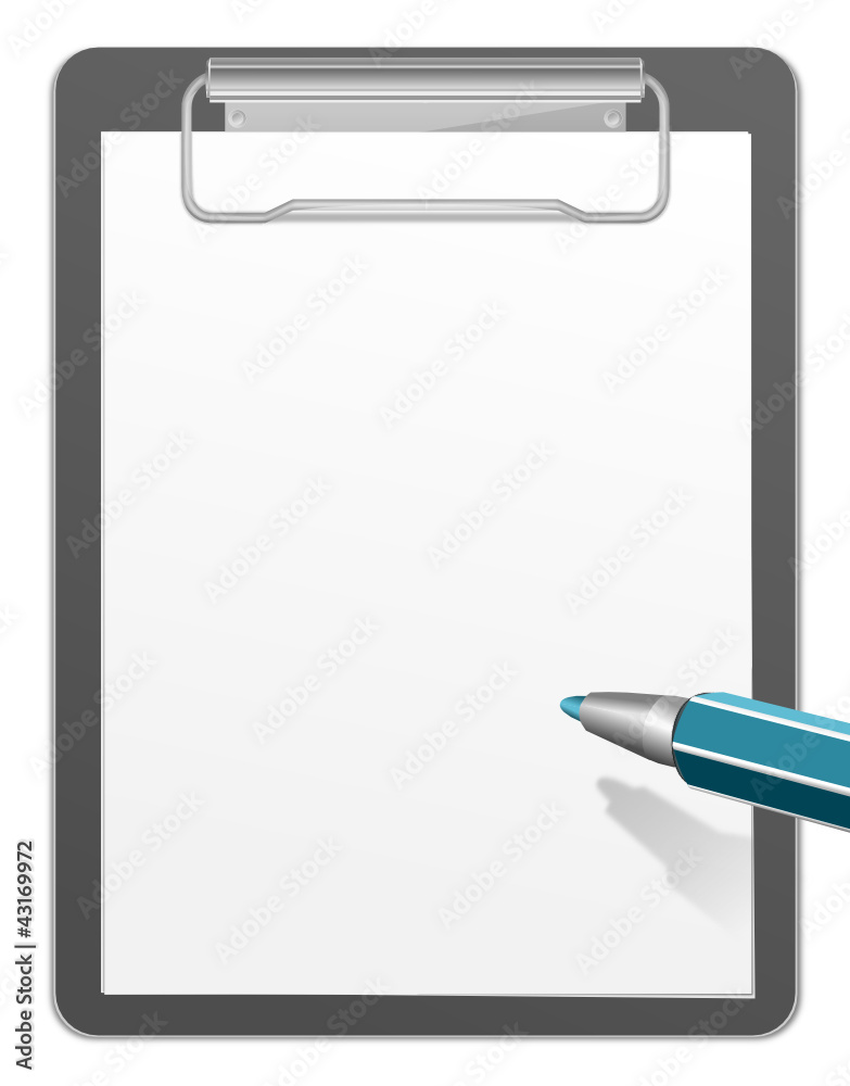 Klemmbrett mit Stift