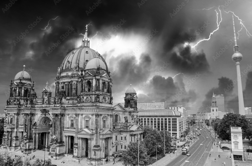 Aerial view of Central Berlin from the top of Berliner Dom