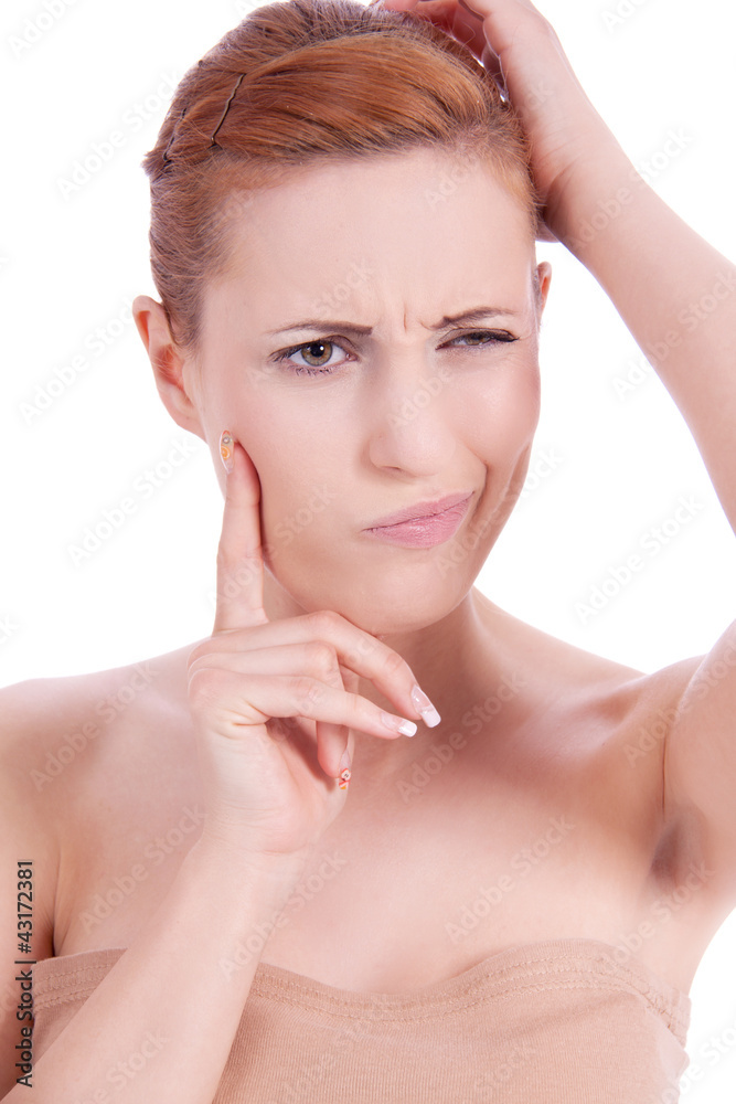 Junge Frau mit emotionalem Gesichtsausdruck Junge Frau mit emotionalem Gesichtsausdruck