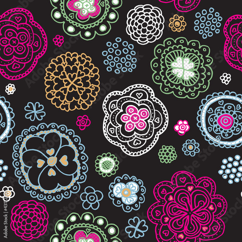 Seamless flower retro background pattern in vector