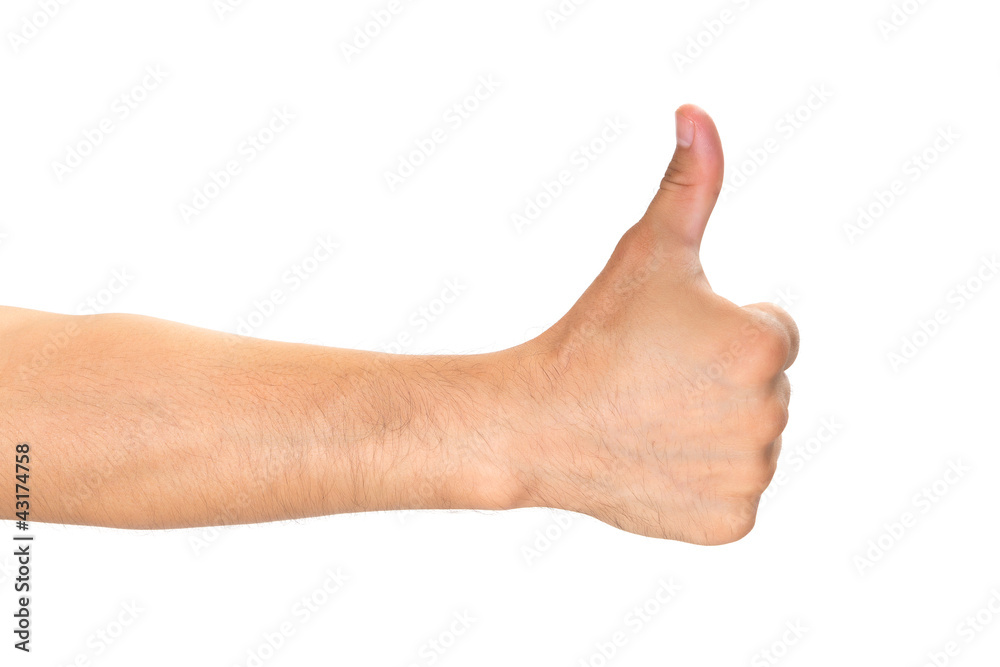 hand with thumb up isolated on white hand with thumb up isolated on white