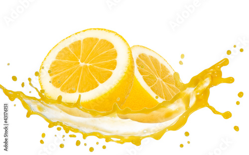 Lemon slices with splash isolated on white