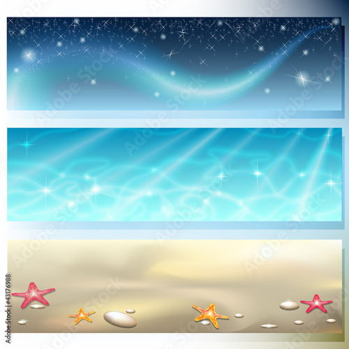 Banner with sky, sea and sand