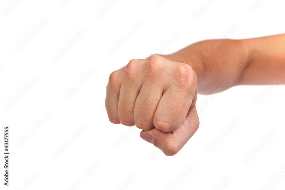 Males hand with a clenched fist isolated Males hand with a clenched fist isolated