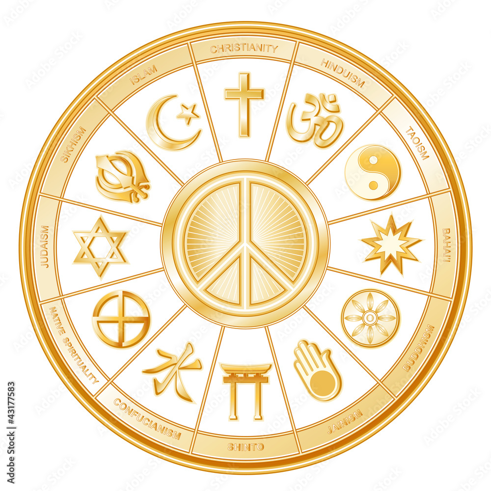 World Religions, International Peace Symbol, mandala, labels Stock Vector |  Adobe Stock
