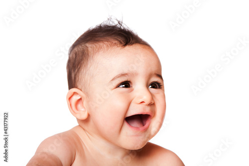 Happy laughing baby face