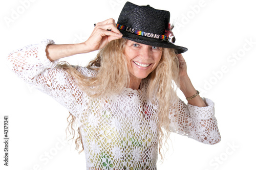 Photography hippie femal with las vegas hat