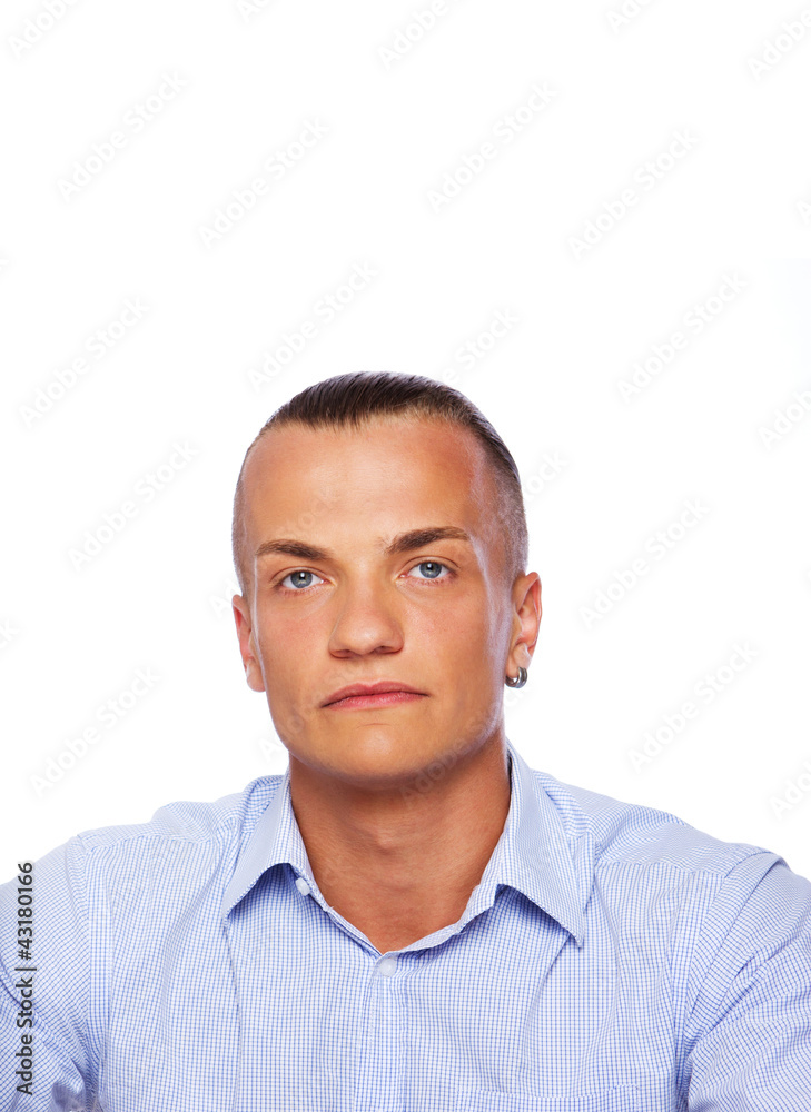 Portrait of handsome man posing in studio on white background Portrait of handsome man posing in studio on white background