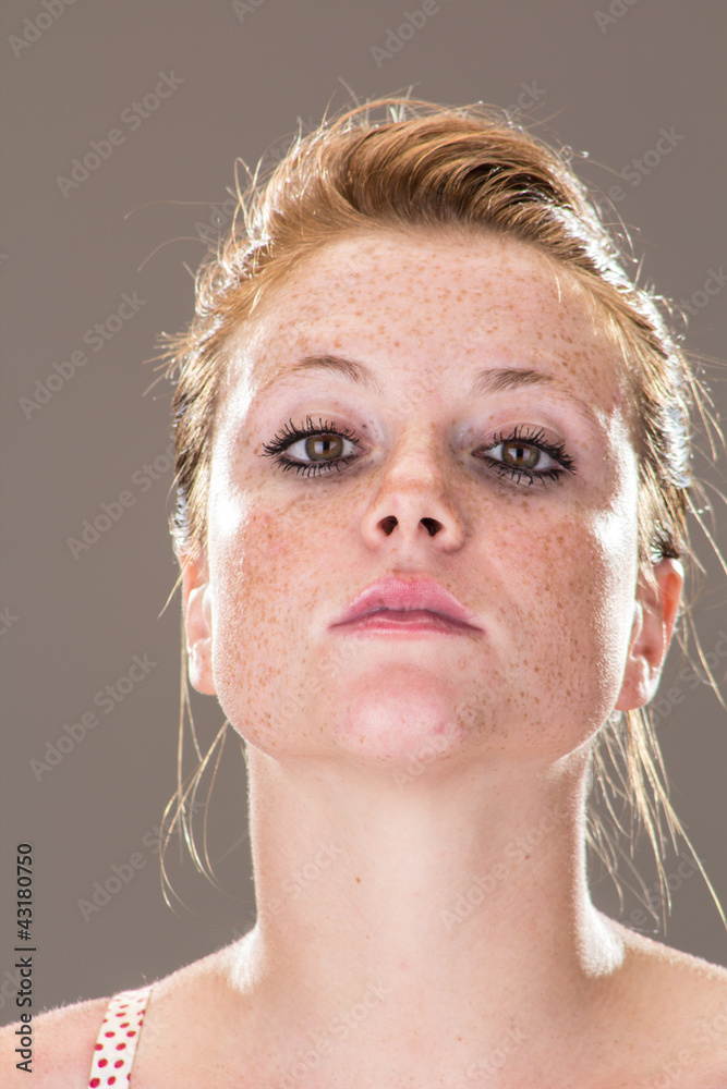 Beautiful girl, showing her nose
