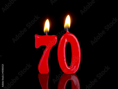 Birthday-anniversary candles showing Nr. 70