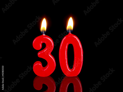Birthday-anniversary candles showing Nr. 30