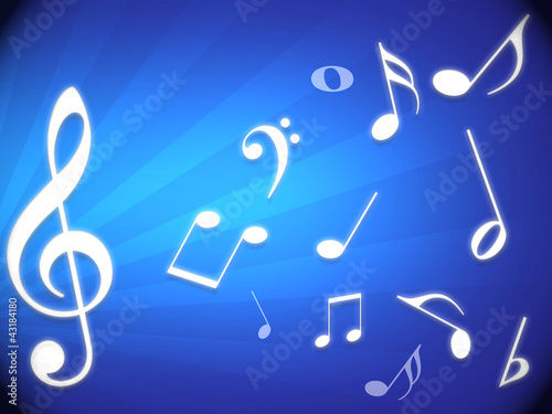 Background azul com notas musicais photo