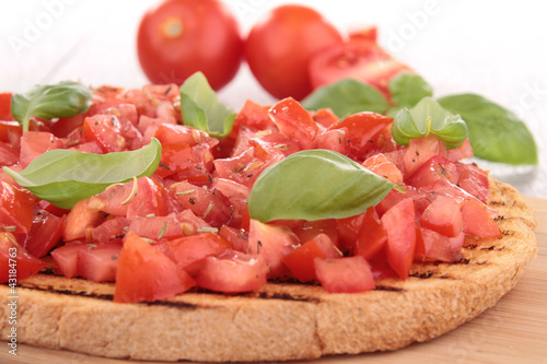bruschetta, bread with tomato and basil