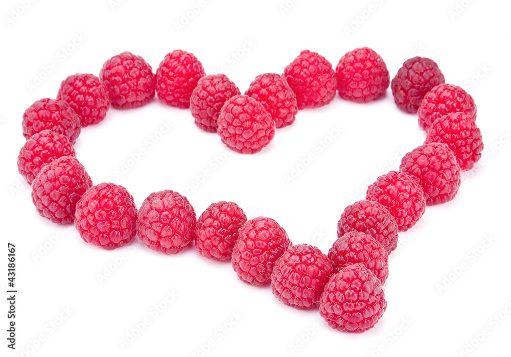 Raspberry shape as heart Raspberry shape as heart