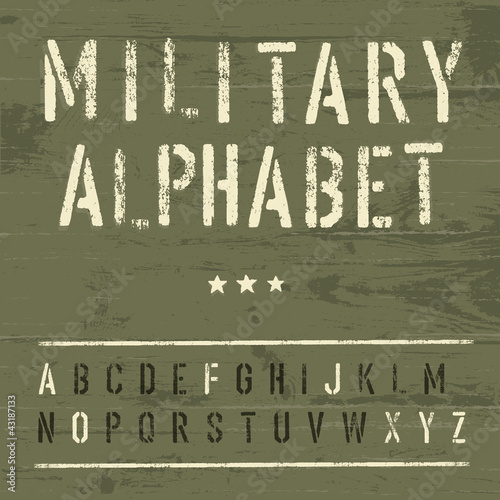 Military Vintage Alphabet. Vector, EPS10