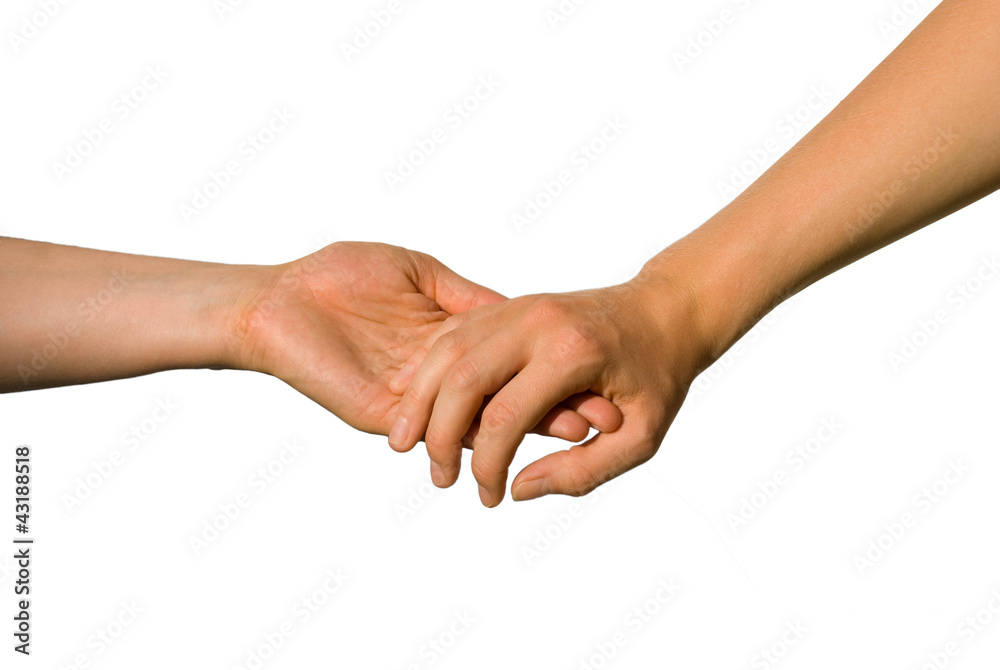 Eine Hand unterstützt die andere