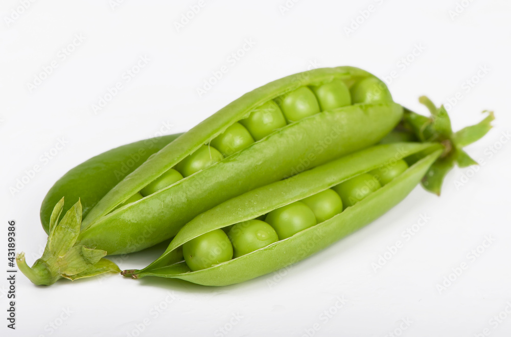 Ripe green pea vegetable isolated on white background Ripe green pea vegetable isolated on white background