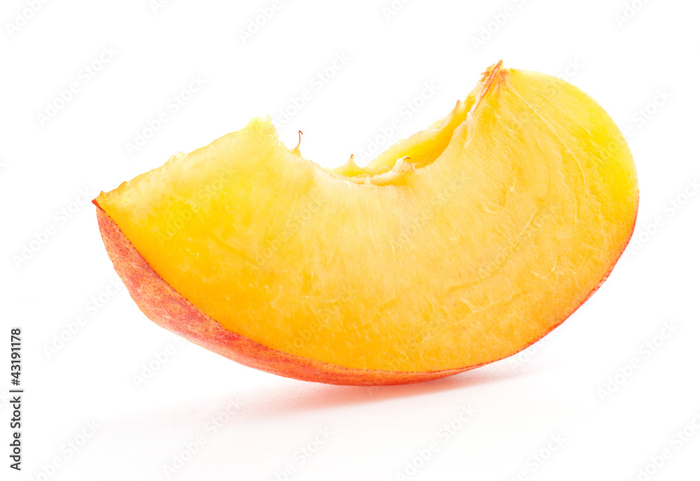 Slice peach, isolated on white background
