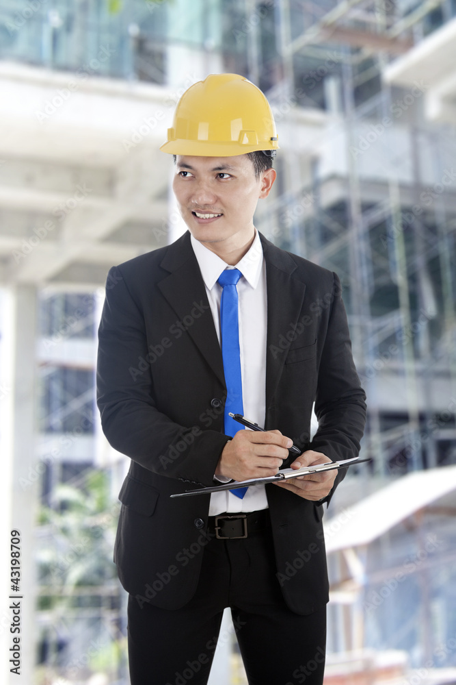 Inspector at construction site Inspector at construction site