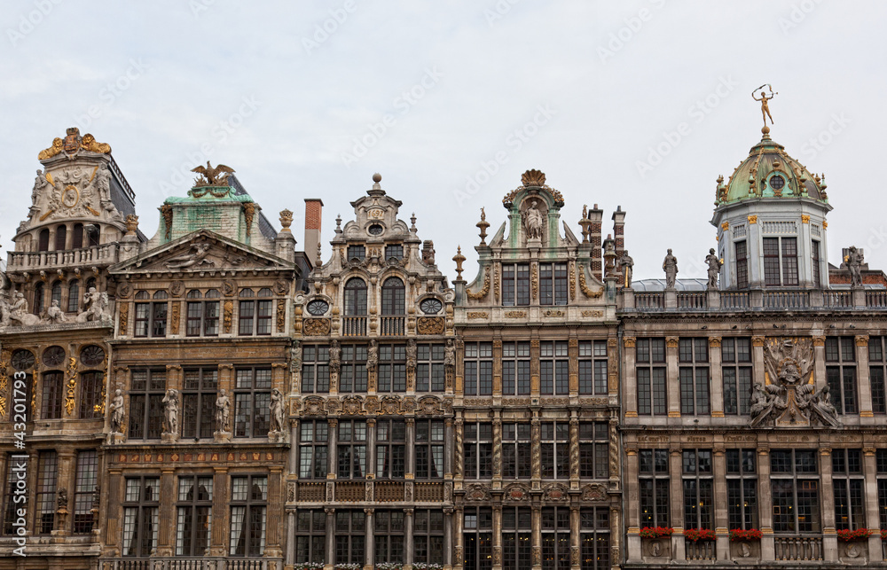 Ancient buildings in the center of Brussels, Belgium