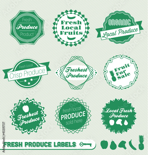 Vector Set: Fresh Organic Produce Labels