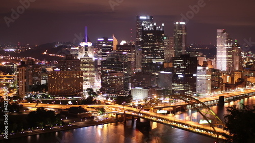 Wallpaper Mural Pittsburgh Skyline Time Lapse Night Torontodigital.ca