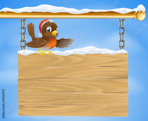 Christmas sign robin bird