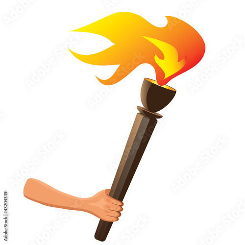 torch with flame on white background. Vector