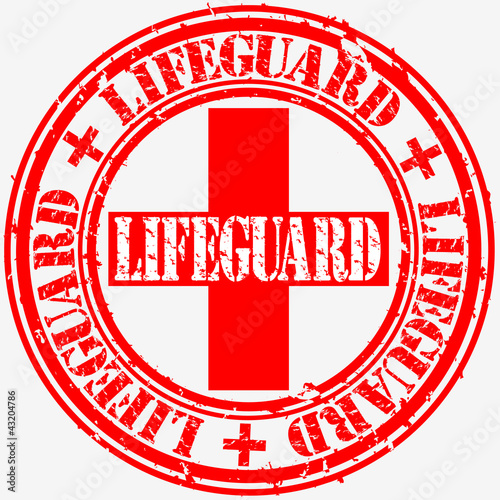 Lifeguard rubber stamp, vector illustration