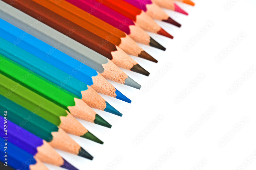 Crayons de couleur alignés diagonale Crayons de couleur alignés diagonale